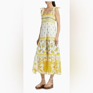 FARM Rio Sicily Richelieu Sleeveless Midi-Dress